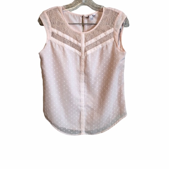 Candie's Tops - Candies Blush Pink‎ Lace Heart Sleeveless Blouse